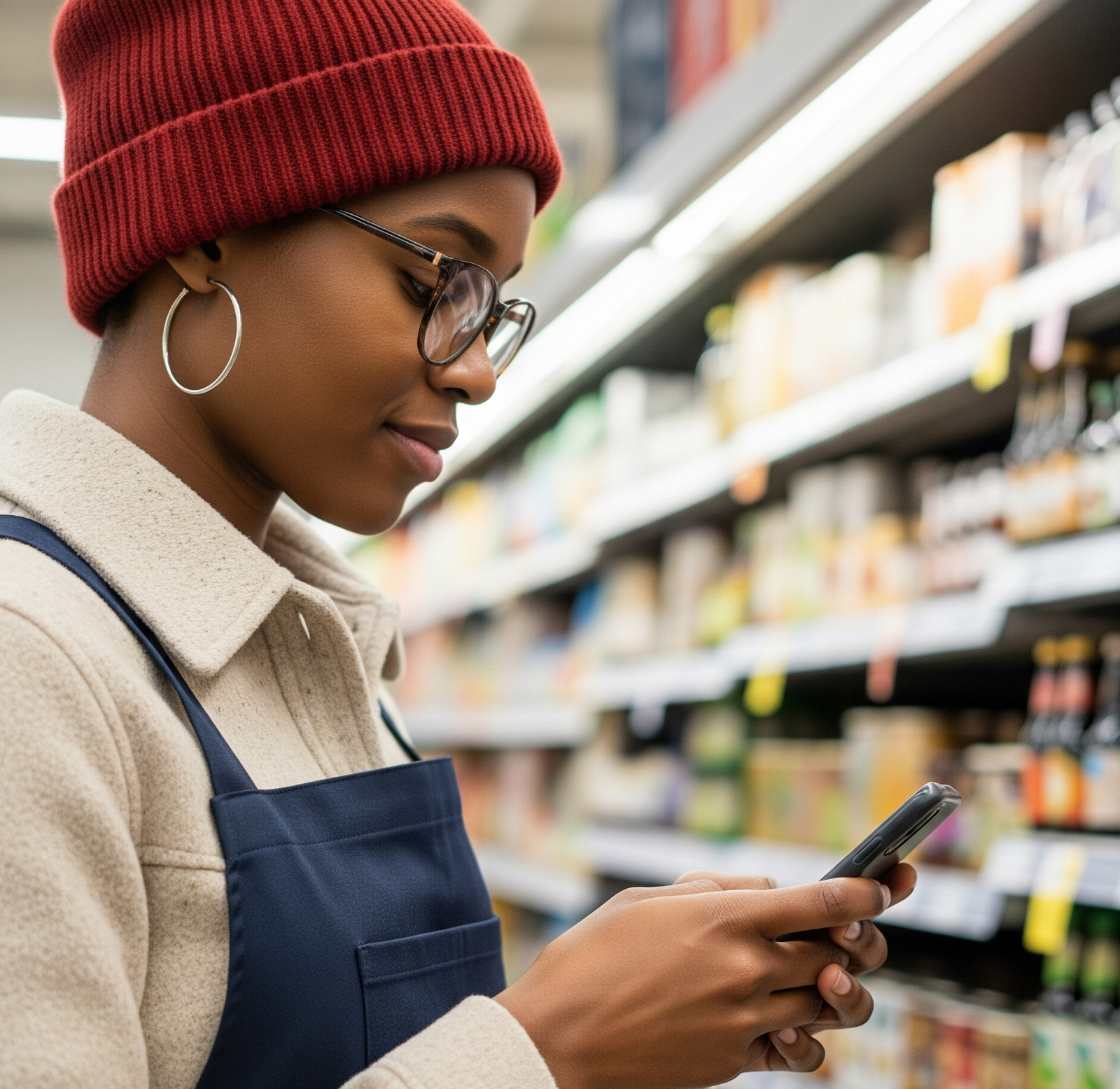 Woman shopping for commissary